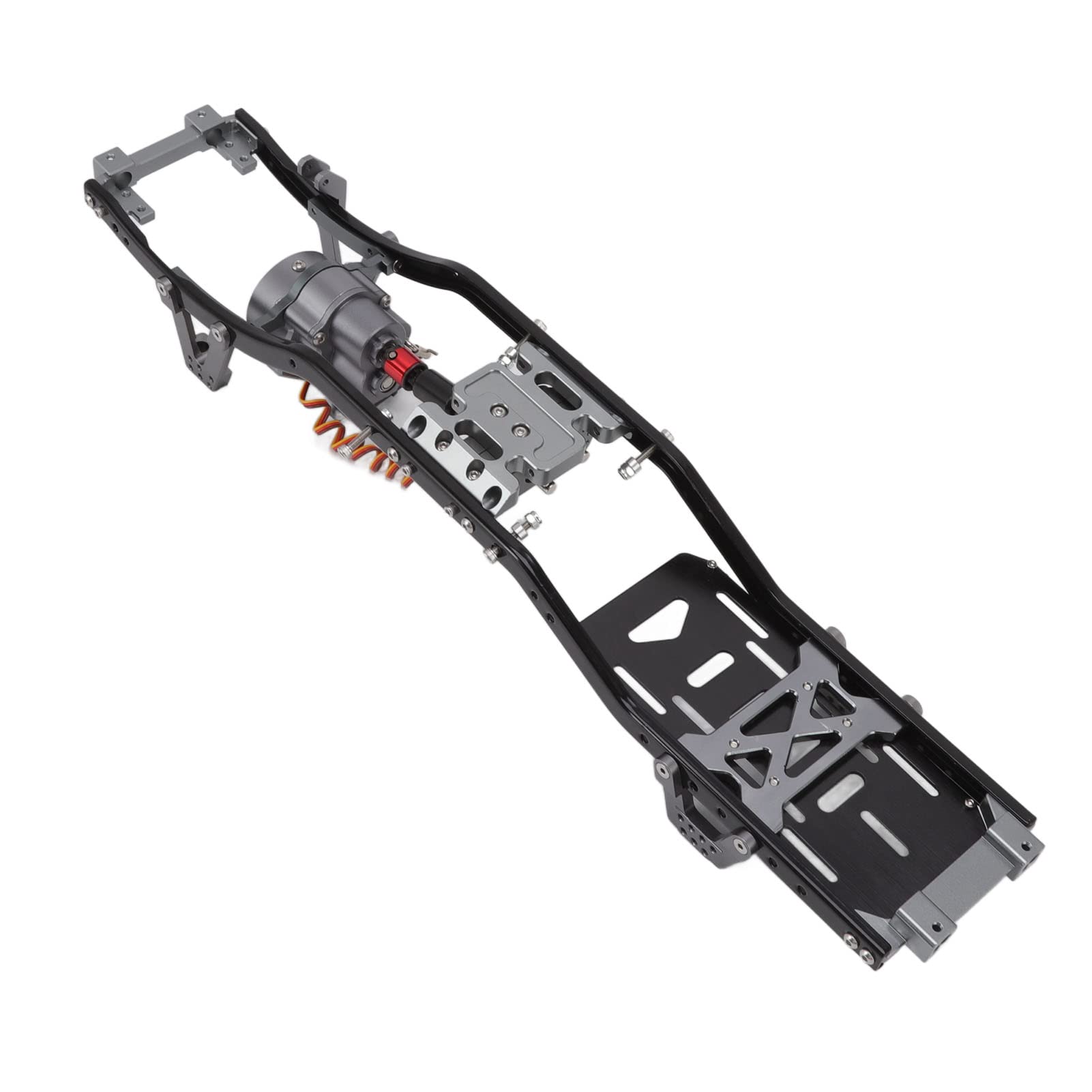 Do obudowy metalowej RC w skali 1:10, 2 opcje przekładni, tryb 2-biegowy, rozstaw osi 313 mm, przednia przekładnia, materiał ze stopu aluminium, błyszczący układ napędowy, (kolor kolorowy)
