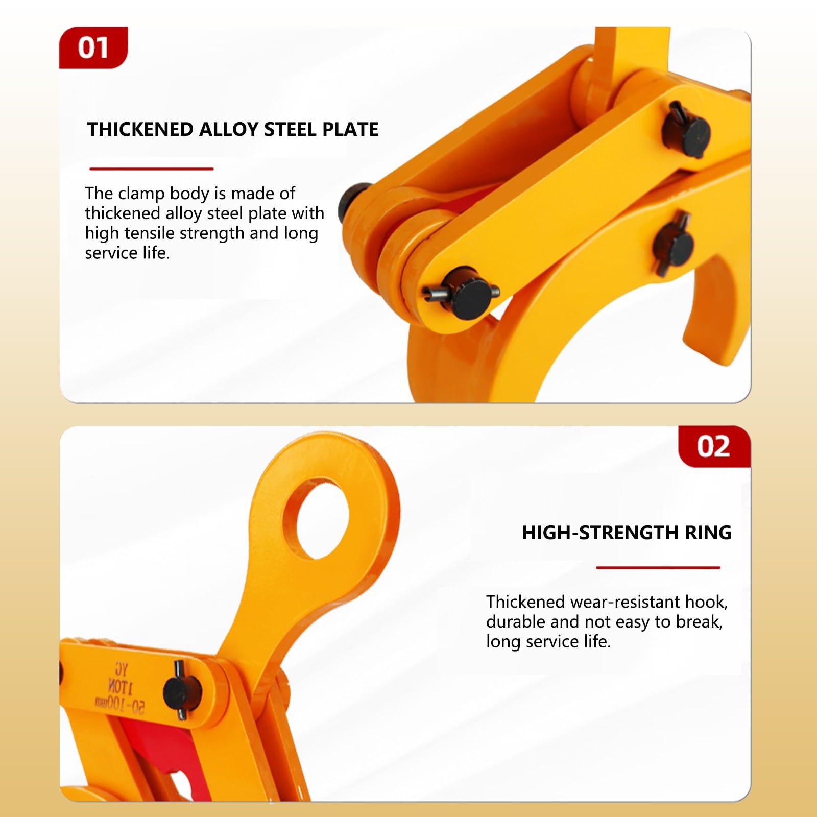 Pincetta for Tubi d'Acciaio Rotondi 1-3t - mascelle Regolabili 2"-9,4". Viti autobloccanti + Finitura antiruggine. Ottimizzata for sollevamenti Orizzontali di Tubi(2ton)