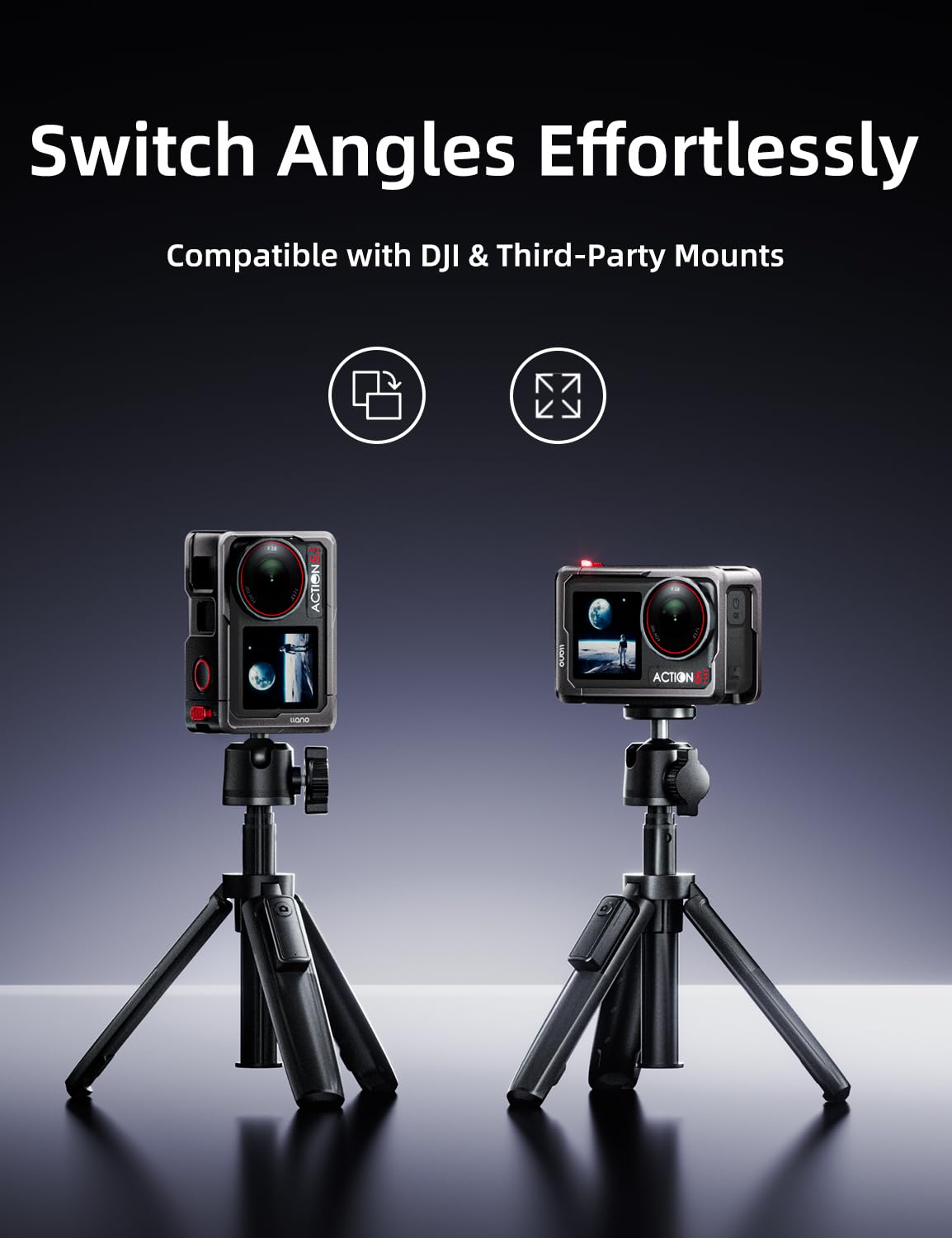 llano Action Kamerakäfig für DJI Osmo Action 5 Pro/Action 4/Action 3, CNC-Aluminium Schutzrahmen, kompatibel mit DJI Mic & Magnetbasis, Blitzschuh + 1/4"-20 Befestigungen, Ultraleicht 57 g