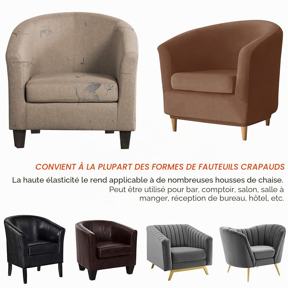 Housse de Fauteuil Chesterfield Housses Fauteuil Cabriolet de Club 1 Place en Velours Housse pour Chaise Tullsta Extensible Beige Jaune