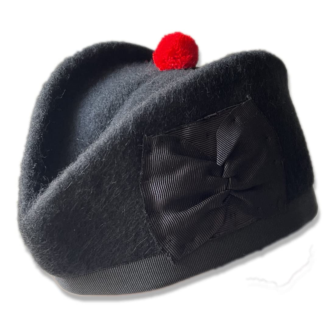 Z&N PRODUCTS Glengarry Classic Scottish Hat Plain Black - Pure Acrylic Wool (64)