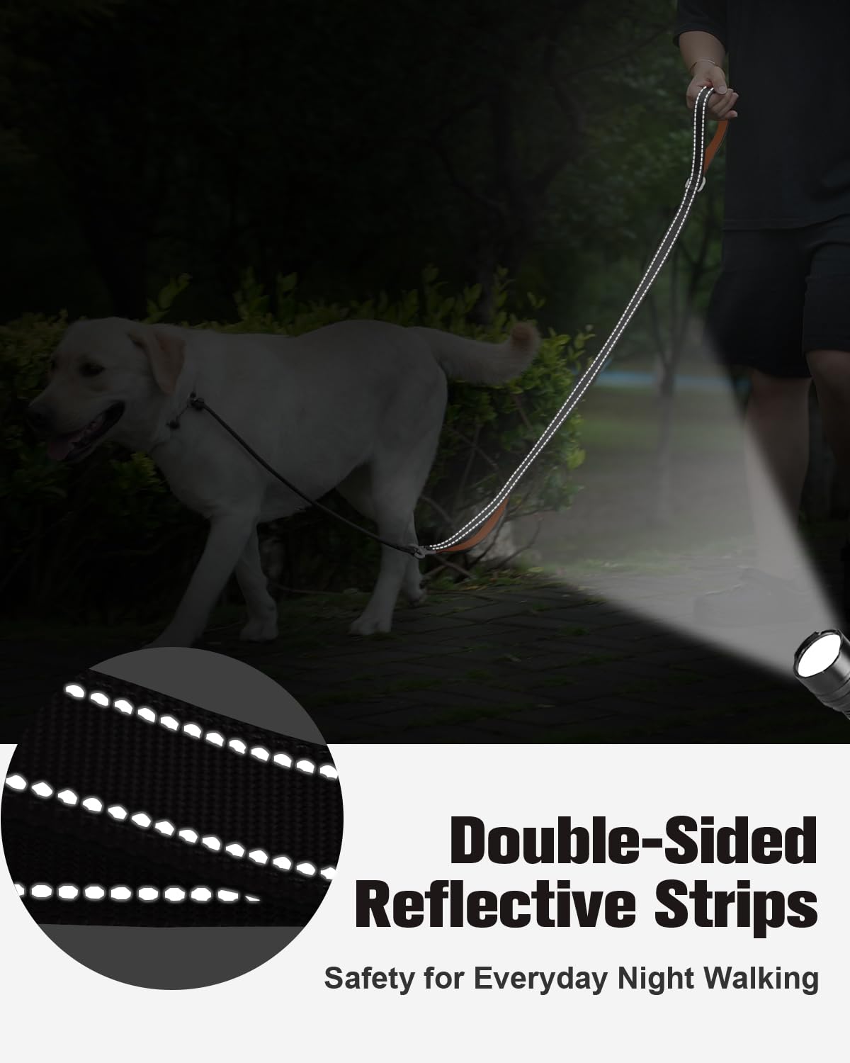 Aiyuda Correa antideslizante sin enredos para perros con mango de tráfico acolchado, correa reflectante de entrenamiento para perros, correas de perro de 6 pies para caminar, correa de doble asa para