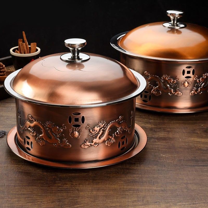 Podgrzewacze do żywności okrągłe talerze do pocierania, podgrzewacz żywności ze stali nierdzewnej do gastronomii, wydarzeń, przyjęć, wesela (28 cm)