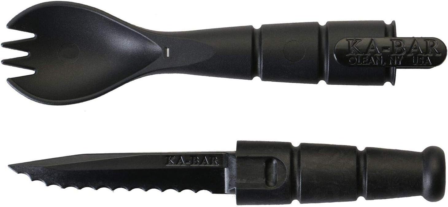 KA-BAR FIELD KIT SPORK/KNIFE - 3 Pac with 1 OD Green - 1 Black - and 1 Dark Brown