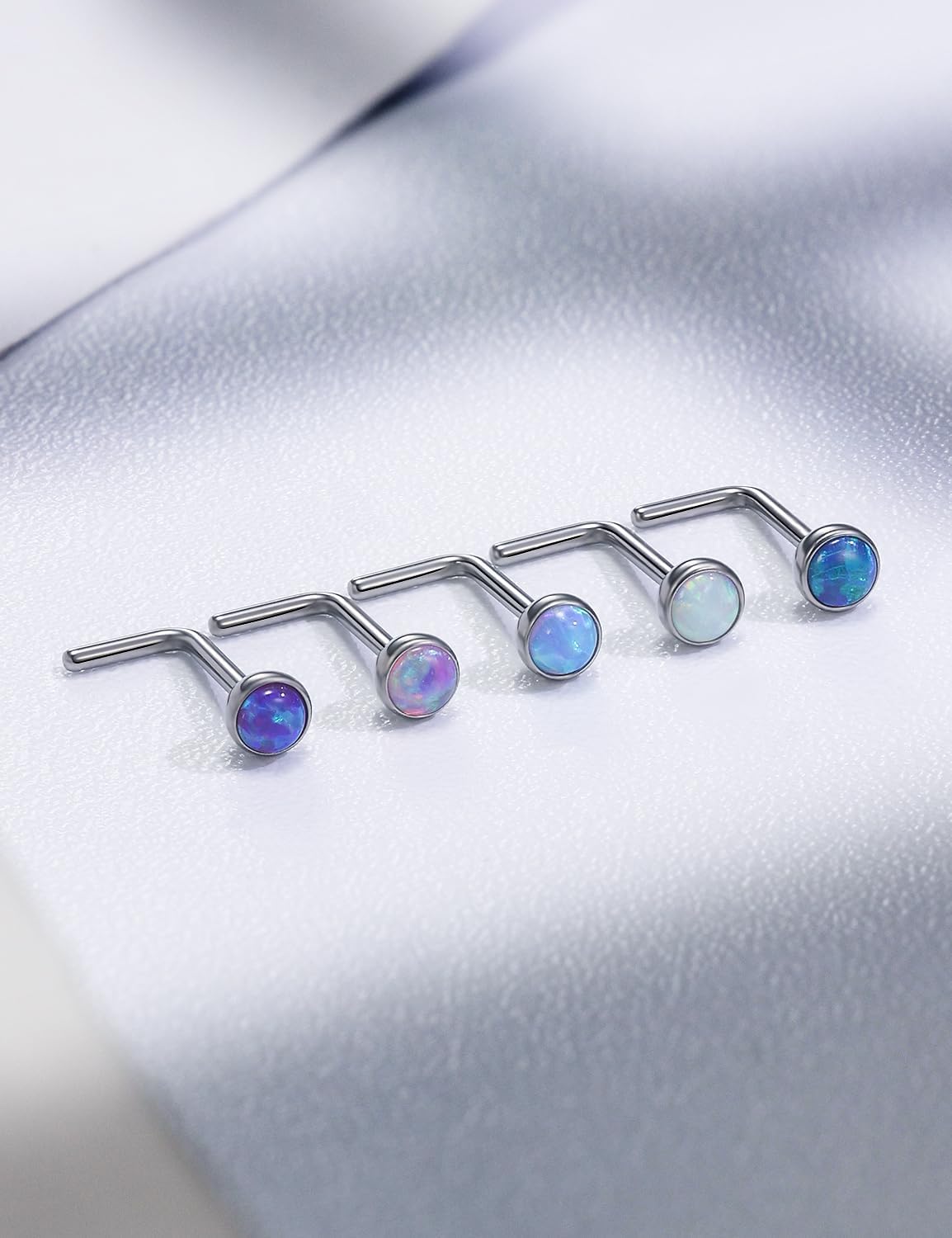 18G 20G 22G Astm F136 Titanium Nose Rings Studs Piercing Jewelry for Women Men Opal Nose Rings Nostril Piercing Jewelry Top Opal 1.5mm 2mm 2.5mm 3mm 5PCS - Image 7
