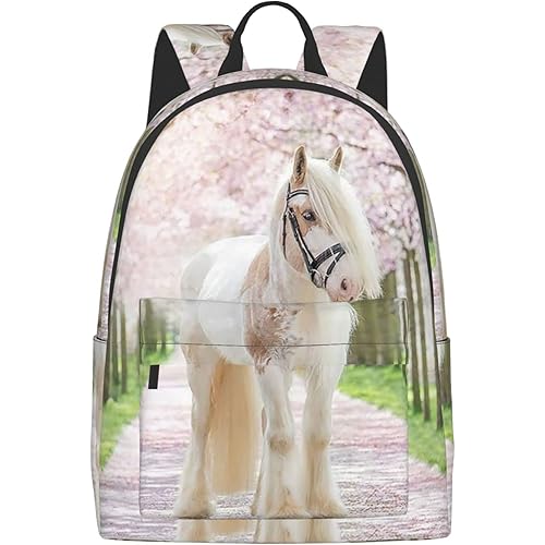 FeHuew 16 inch backpack 3D Animal White Horse Laptop Backpack Full Print School Bookbag Shoulder Bag for Travel Daypack