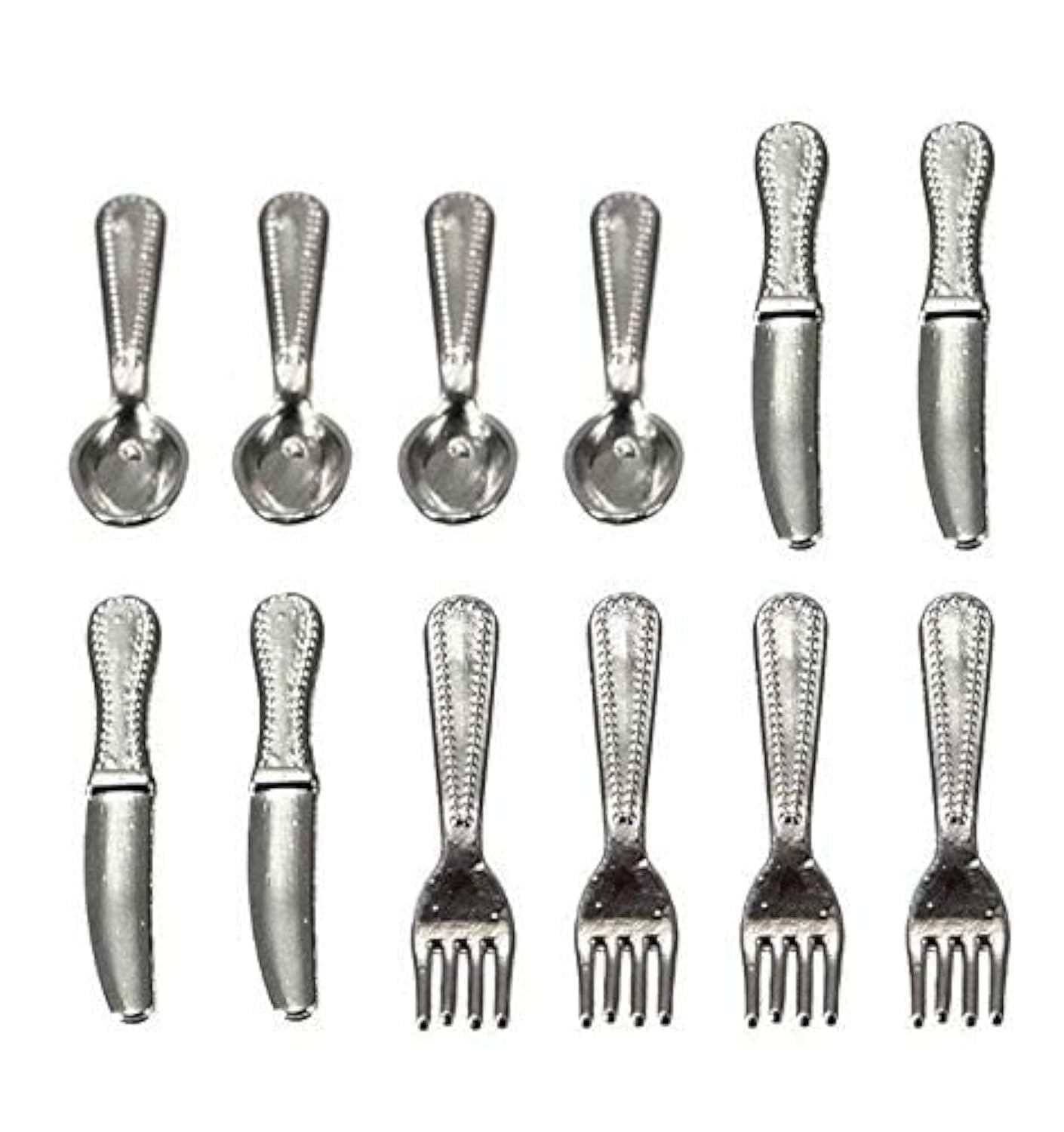 EatingBiting 12Pcs Set 1:12 Dollhouse Miniature Dollhouse Kitchen Silverware Forks Spoons 1/12 Scale Miniature Doll Tableware Decoration, Exquisite