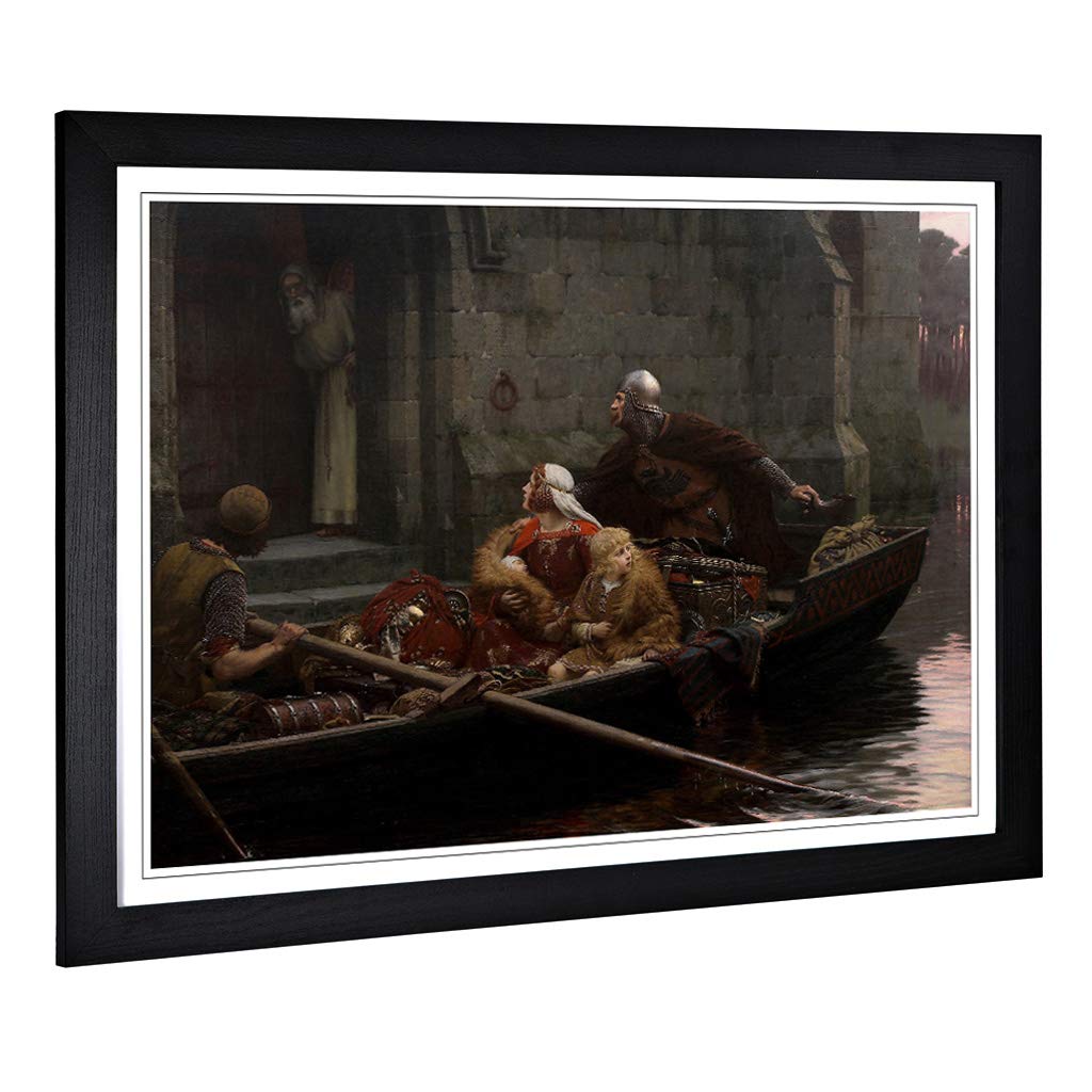 Big Box Art Framed Print of Edmund Leighton in Time of Peril Design | Wall Art Picture | Home Decor for Kitchen, Living Room, Bedroom, Hallway, Black, A2 / 24.5x18 Inch / 62x45cm