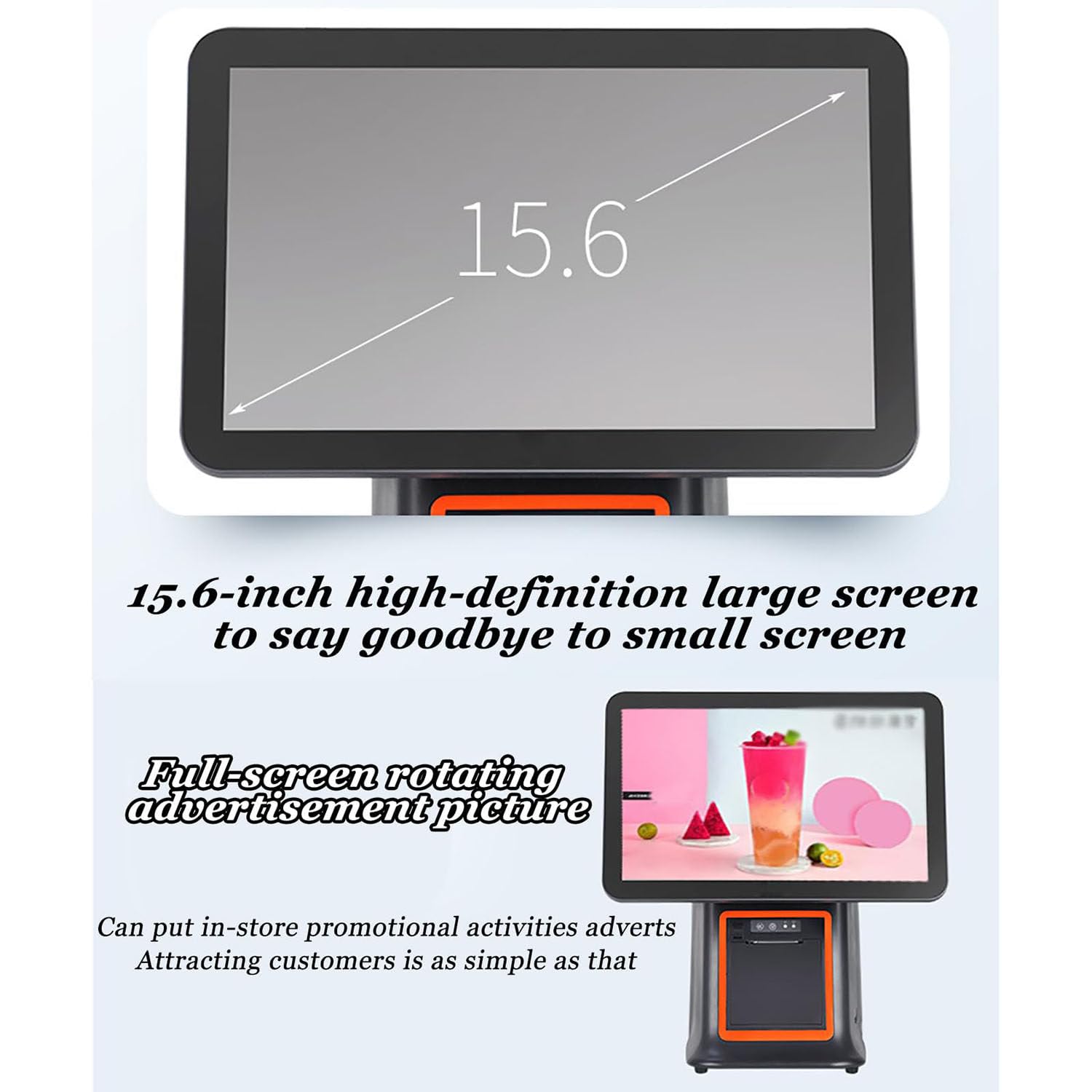 POS con registratore di cassa touch screen intelligente All in ONE, per ristoranti e negozi al dettaglio, stampante termica integrata da 2 1/4'' (58 mm),C