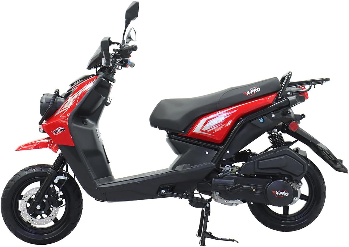 X19 150 Moped Street Gas Moped 150cc Adult Bike with 12" Aluminum Wheels (Red, Factory Package)