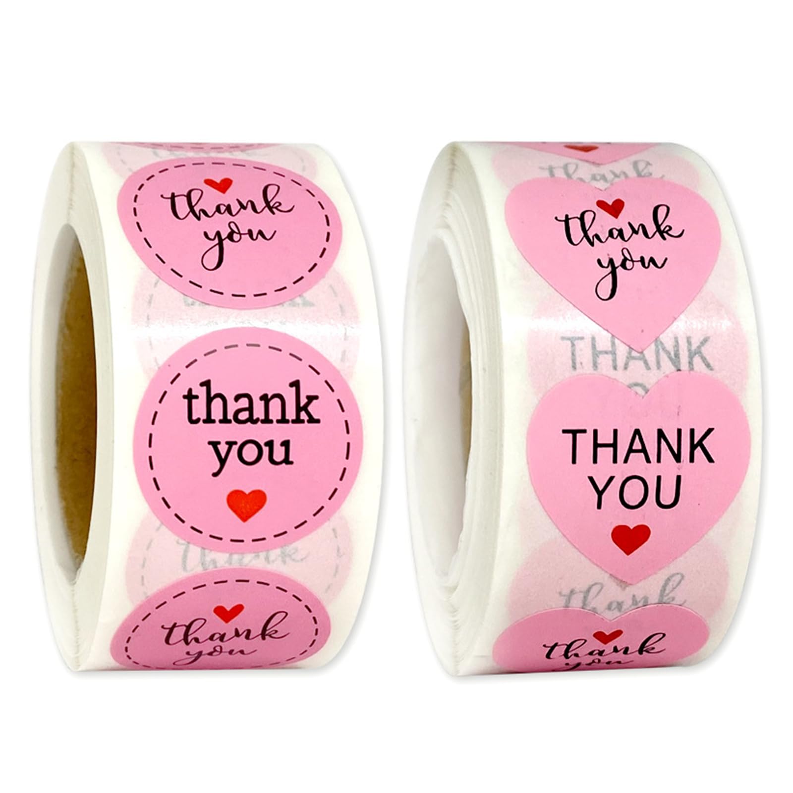 Small Business Thank You Stickers, Self-Adhesive Waterproof Stickers for Small Business Packaging 2 Rolls 500 Pieces Per Roll 1-inch Pink