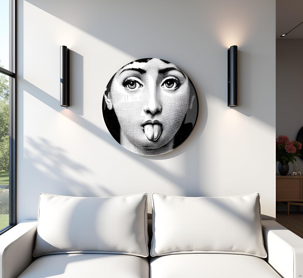 10" Italian-Style Decorative Plate – Modern Art Face Design, Handcrafted Ceramic Platter for Tabletop or Wall Display (Tongue Out)