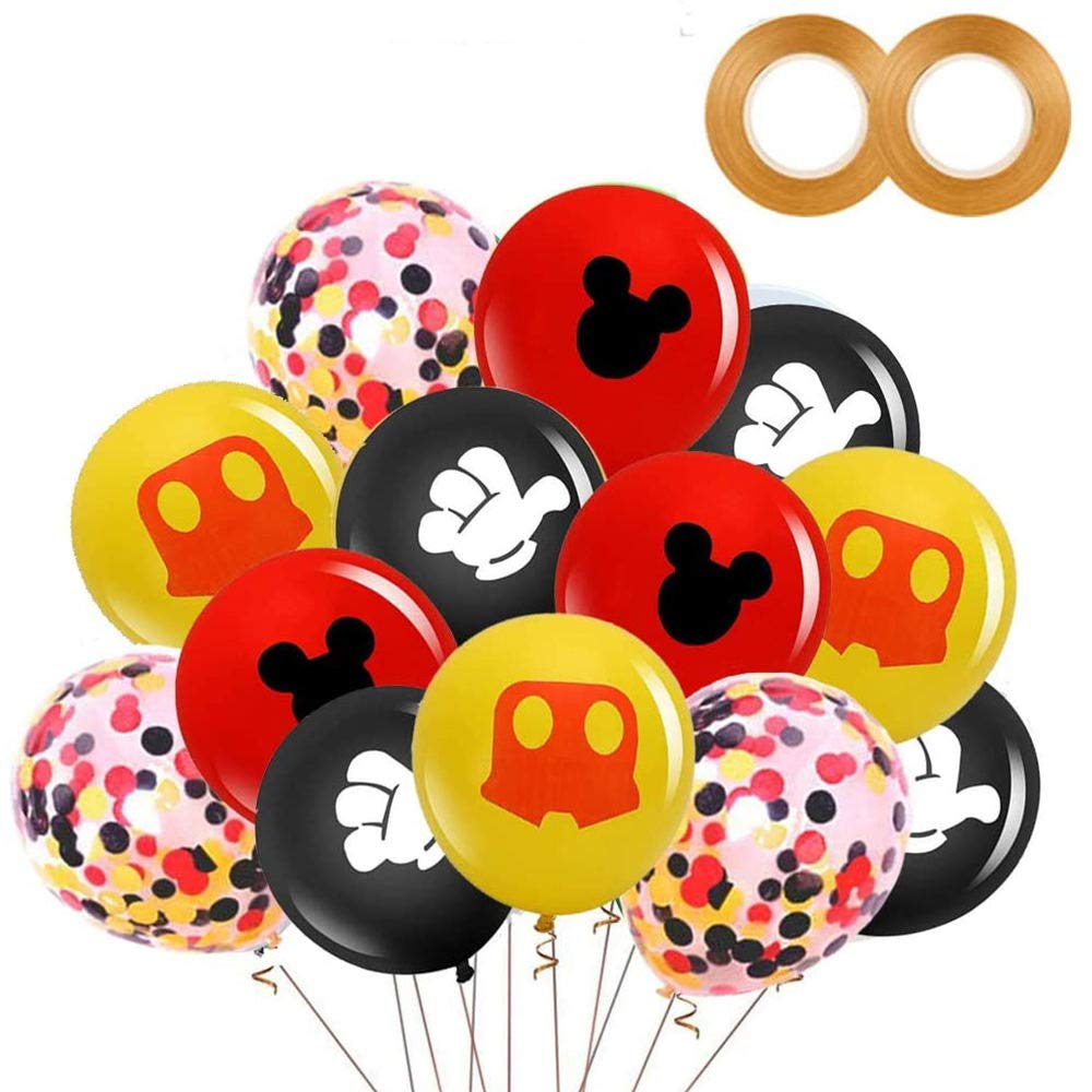 42 Pack Mickey Mouse Balloons,12 Inch Latex Balloons Red Black Yellow ...