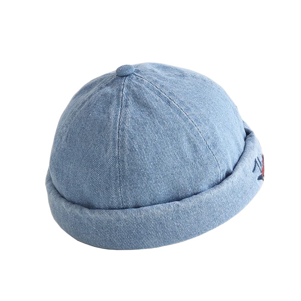 Denim Brimless Cap Fashion Brimless Hat Street Casual Lovers Hip Hop Dancing Watch Cap, Lightblue, One size