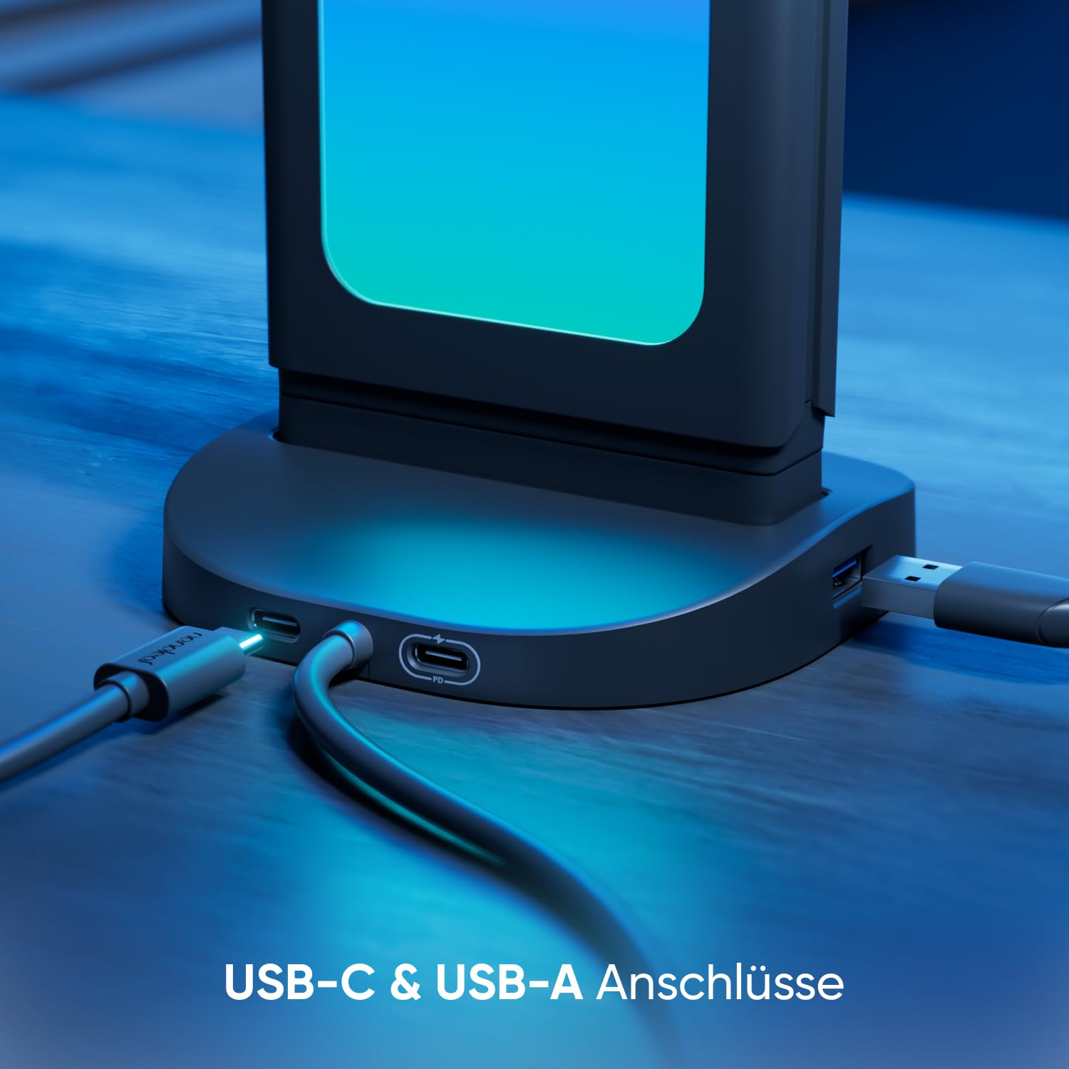 Nanoleaf Pegboard Gaming Dock, 3 in 1 RGBIC Tischlampe mit Controller/Kopfhörer Halter, Doppelseitige Lichteffekte, USB-C, Musik & Screen Sync über Desktop App, Ambiente Schreibtisch Lampe