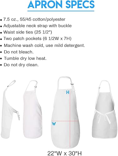 Miniatura 4 de Delantales de logotipo personalizado para mujeres y hombres  Añade tu diseño bordado  Delantal personalizado de longitud completa con bolsillos (1