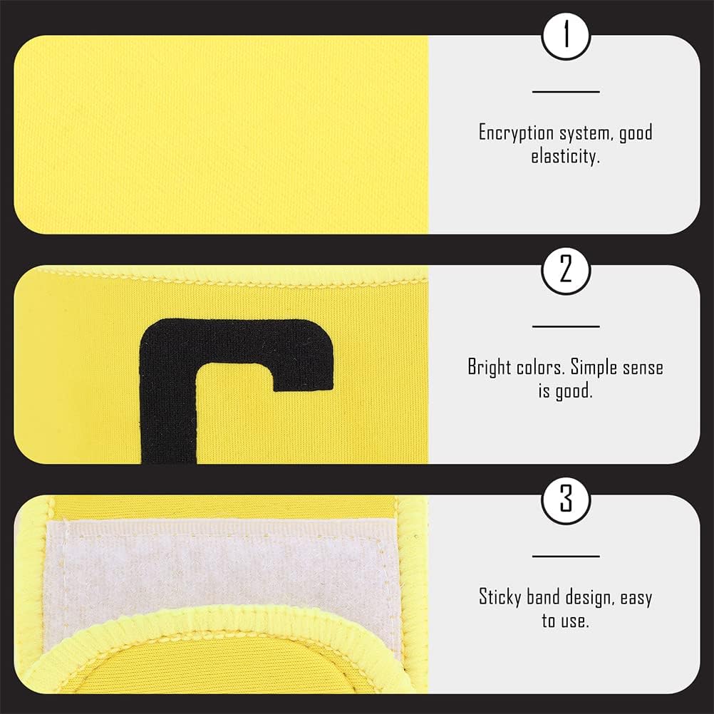 3pcs Soccer Captain Armbands Elastic Football Captain Bands Portable Arm Bands Bracelets for Sports Armband Supply Yellow