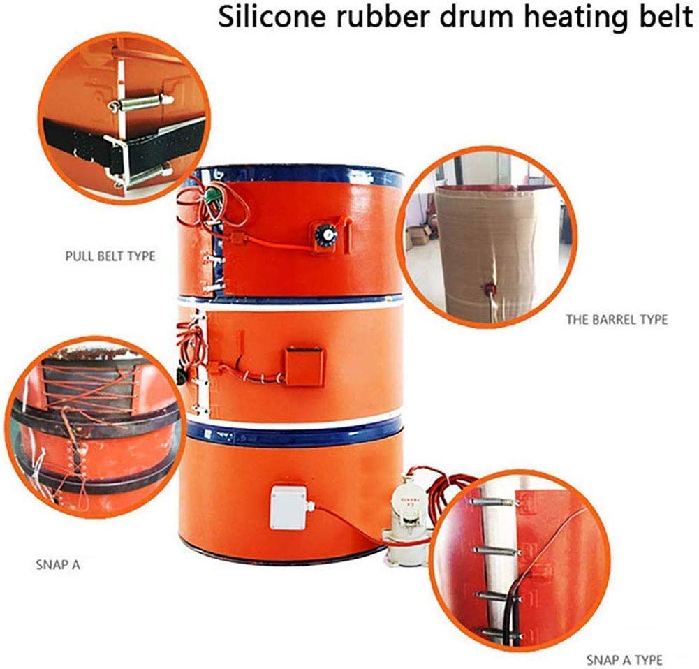 Silikonowy metalowy podgrzewacz do beczek olejowych, regulowany termostat podgrzewacza wiadra 53 galony/200 litrów Podgrzewacz taśmy bębnowej 240 V 1000 W lub element grzejny 2000 W