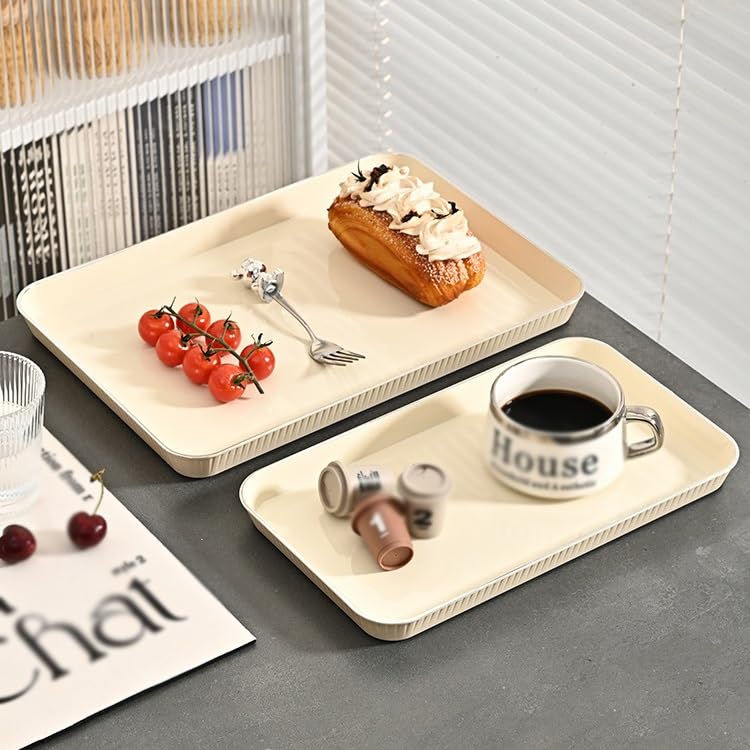 Food Tray with Cup - Rectangular Tea Tray Dining Tray for Home & Nursery Snack & Fruit Serving Platter Ideal for TV And Bread Use (S)