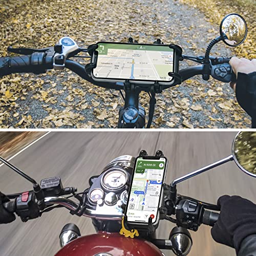 Image of LAZORA Phone Holder for Motorcycle Aluminum Alloy Material Sturdy and Durable Two U-Bolt Base 360Rotating Suitable for 4.7 inch- 6.8 inch Cellphone Material Sturdy and Durable Base Rotating (2913)