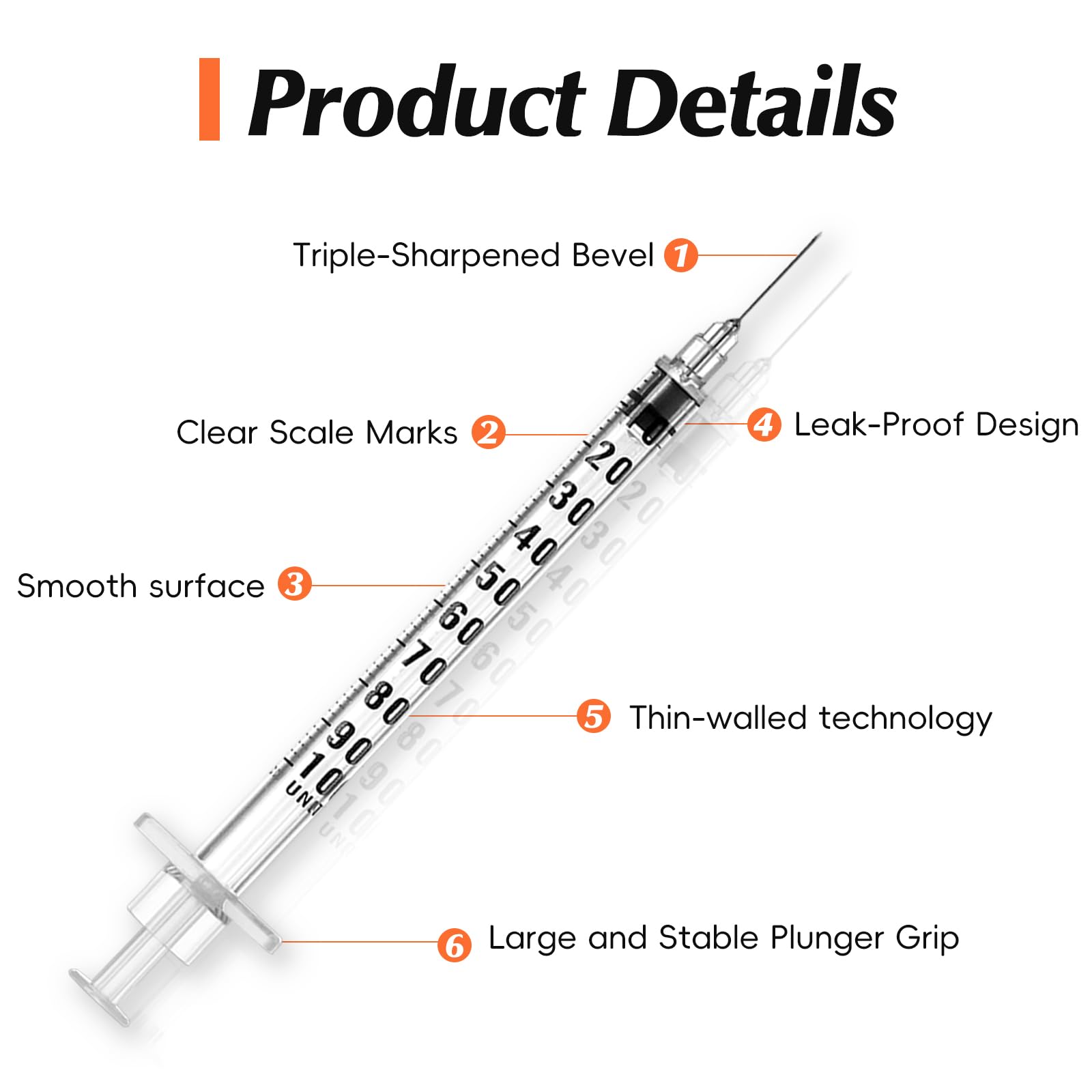100 Pack 1 ml/cc 31 G 5/16 Inch Syringe, Individually Packed — Amazon image 4