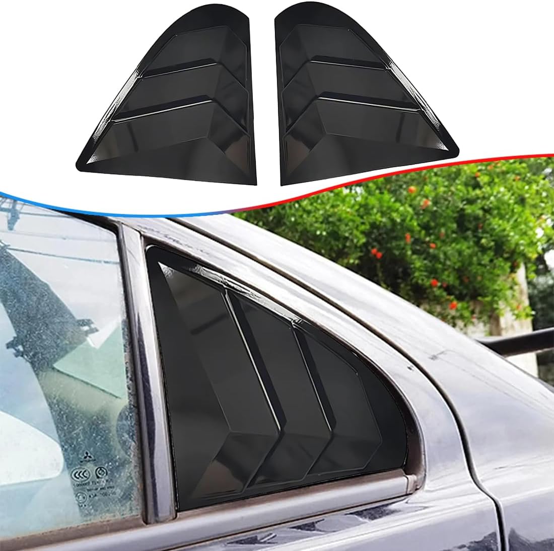 2Pcs Rear Side Window Louvers Air Vent Scoop Shades Cover for Lancer Evolution 2008 2009 2010 2011 2012 2013 2014 2015 2016 2017 - ABS Carbon Fiber（NOT FIT Mitsubishi Lancer）