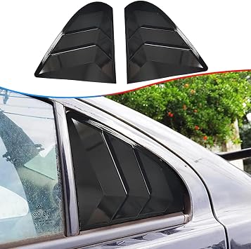 MUXEE 2Pcs Rear Side Window Louvers Air Vent Scoop Shades Cover for Lancer Evolution 2008 2009 2010 2011 2012 2013 2014 2015 2016 2017 - ABS Bright BlackNOT FIT Mitsubishi Lancer