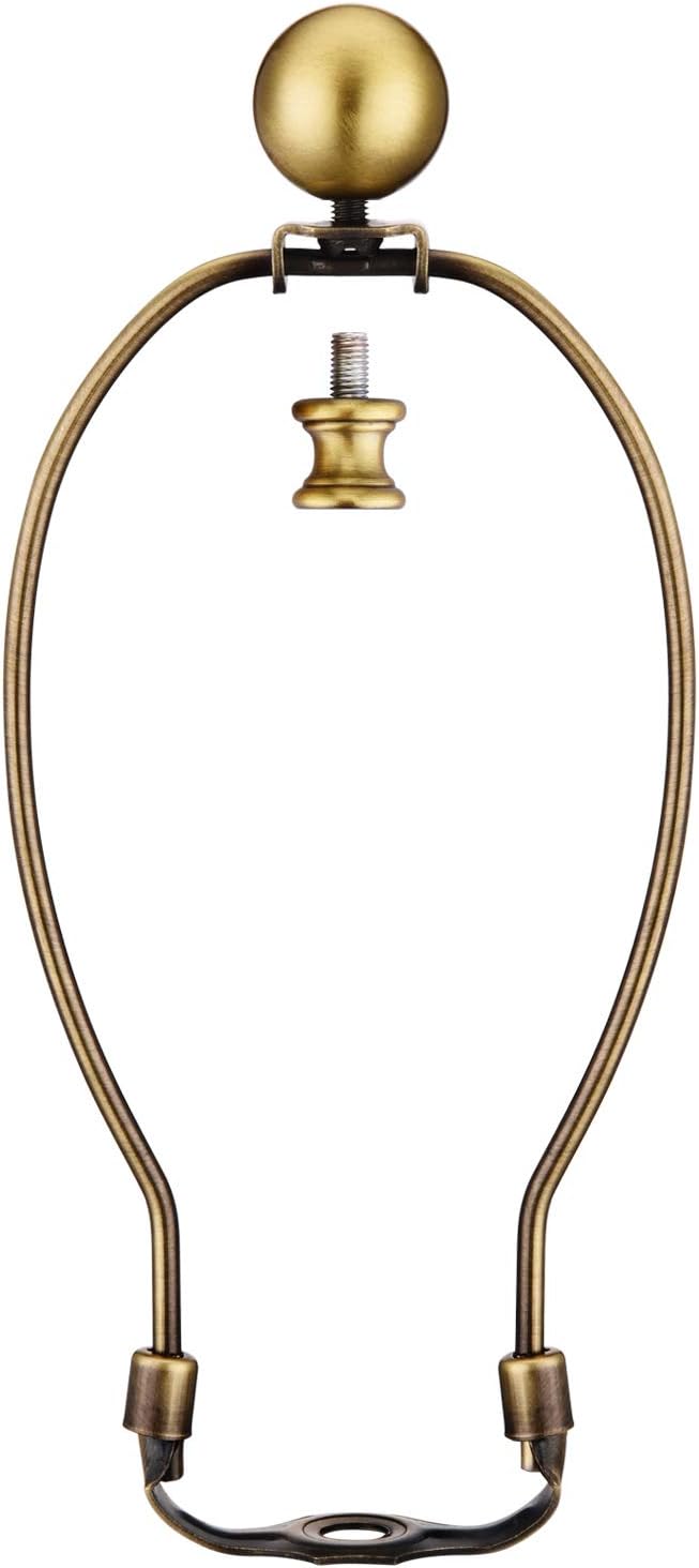 Canomo 1 Set 8 Inch Lamp Harp Lamp Shade Holder with Light Base and 3mm Ball Lamp Finial for Table and Floor Lamps (Antique Brass)