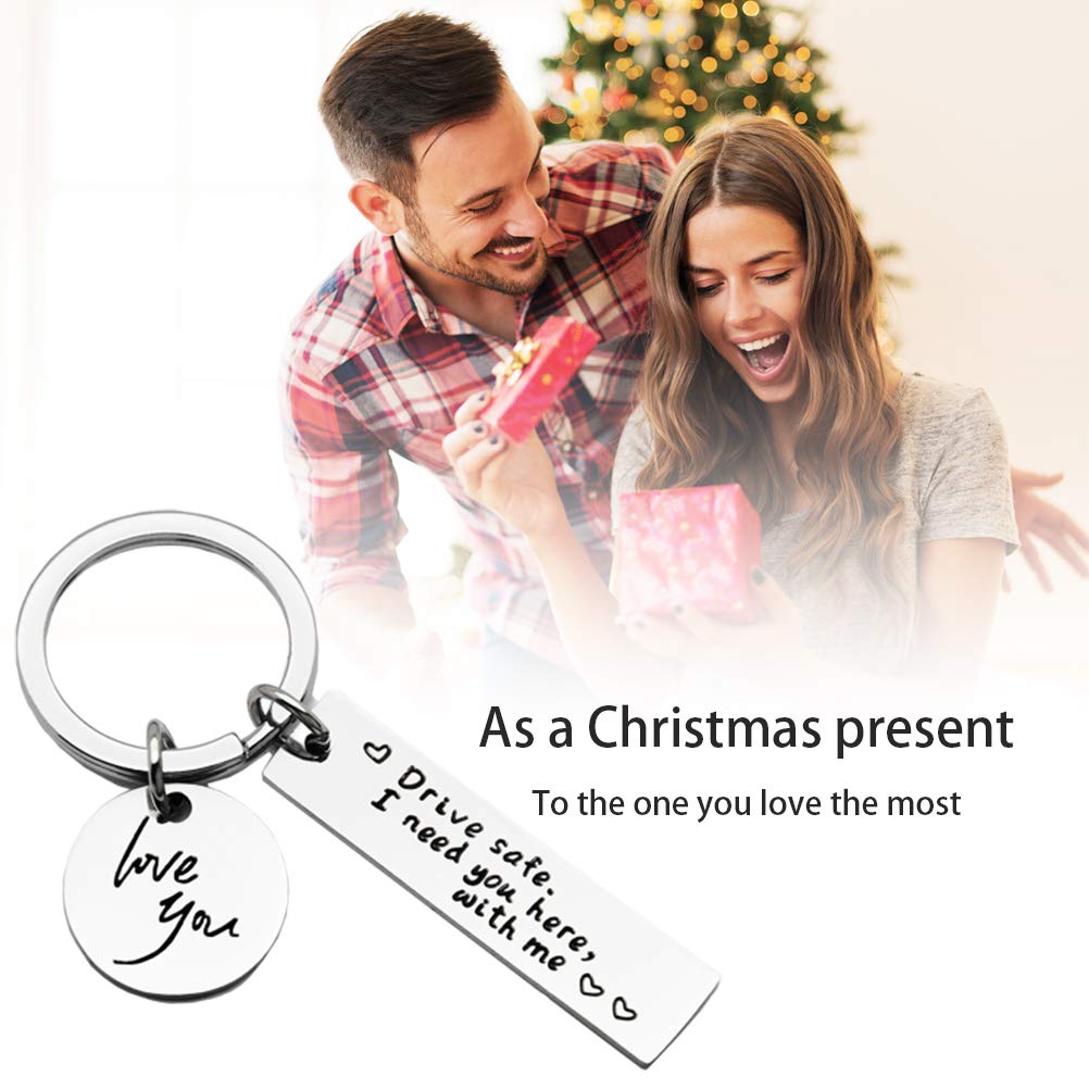 Portachiavi Drive Safe Romantico - Regalo Per Lui Con Incisione 'Guida