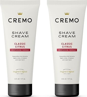 كريم الحلاقة الأصلي Cremo ، كريم الحلاقة السلس الرائع المذهل يحارب القراد ، قصاصات وحرق حلاقة ، 6 أونصة سائلة ، 2 عبوة