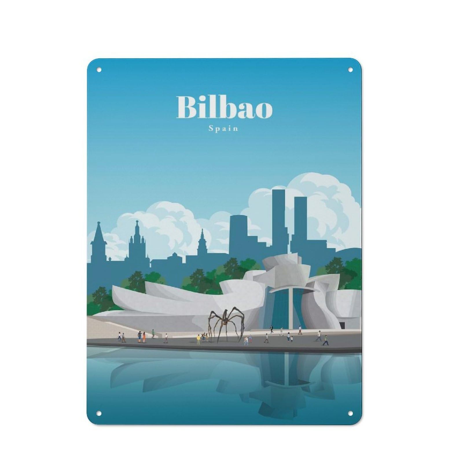 Junmoney Visit Bilbao Vintage Metal Plaque 40X30cm For Living Room Or Hallway, A Christmas Gift For People Styling Living Room And Hallway