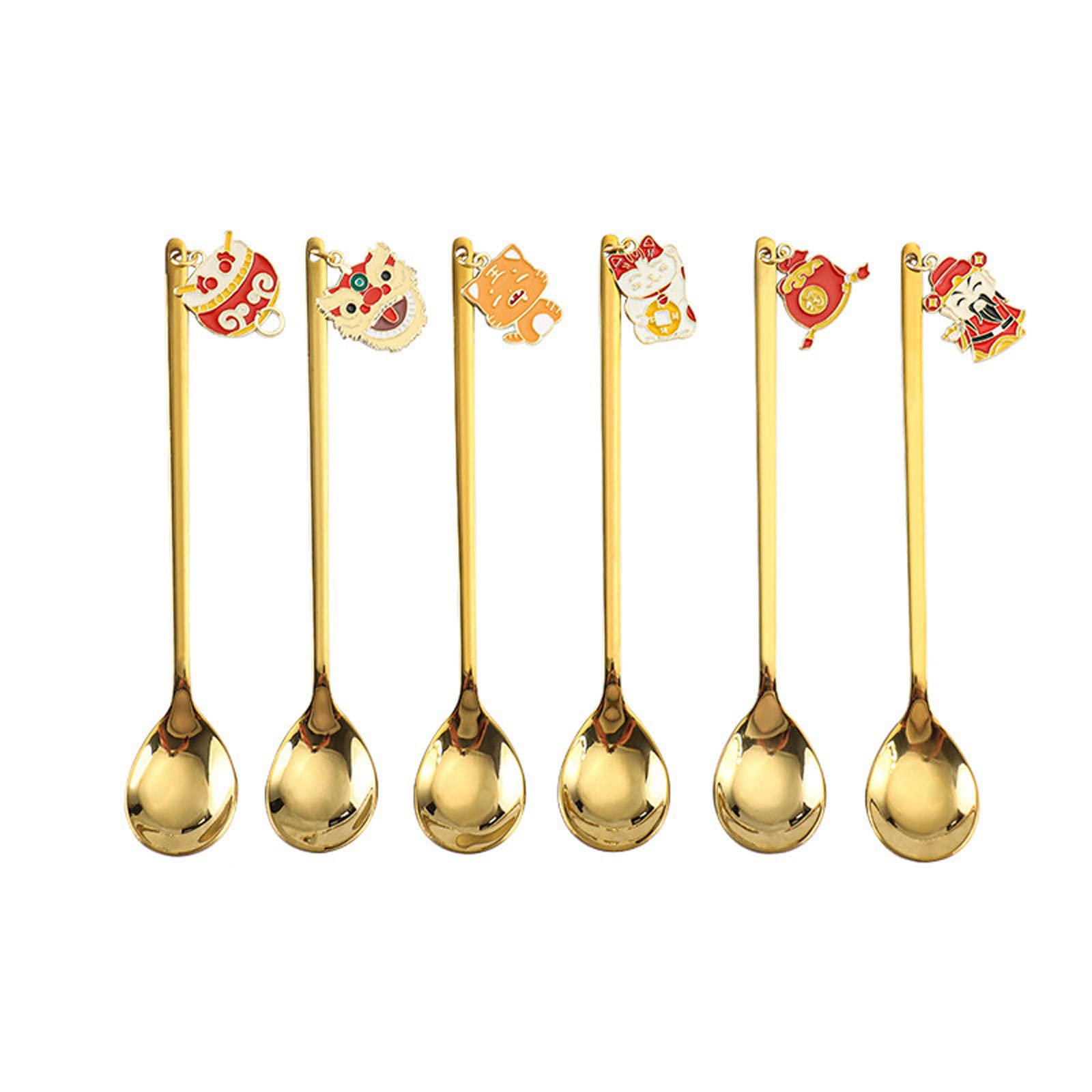Kalttoy Stainless Steel Tableware Cute Flatwares Dessert Teaspoon Fork/Spoons Stirring Spoon/Fruit Forks 2 Colors to Choose Fruit Forks Set