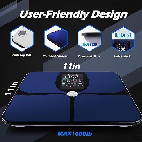 Miniatura 5 de Báscula inteligente para peso corporal y grasa báscula de grasa corporal Lepulse F4Pro con pantalla grande de 4.68 pulgadas, báscula de peso S5 con