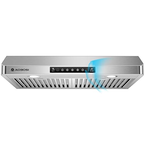 AAOBOSI 30 Inch Under Cabinet Range Hood, Stainless Steel Kitchen Vent Hood
