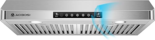 AAOBOSI Campana extractora de 30 pulgadas para debajo del gabinete, (actualizada) detección de gestos de 800 CFM, control táctilmotor, campana de