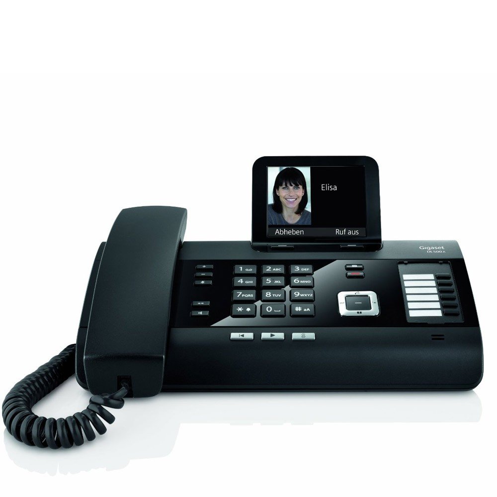 Gigaset Telefon DL500A + Mobilteil C610H (Kombi aus Tischtelefon und Schnurlostelefon, mit Farbdisplay, Anrufbeantworter, Freisprechfunktion, Dect Telefon) schwarz