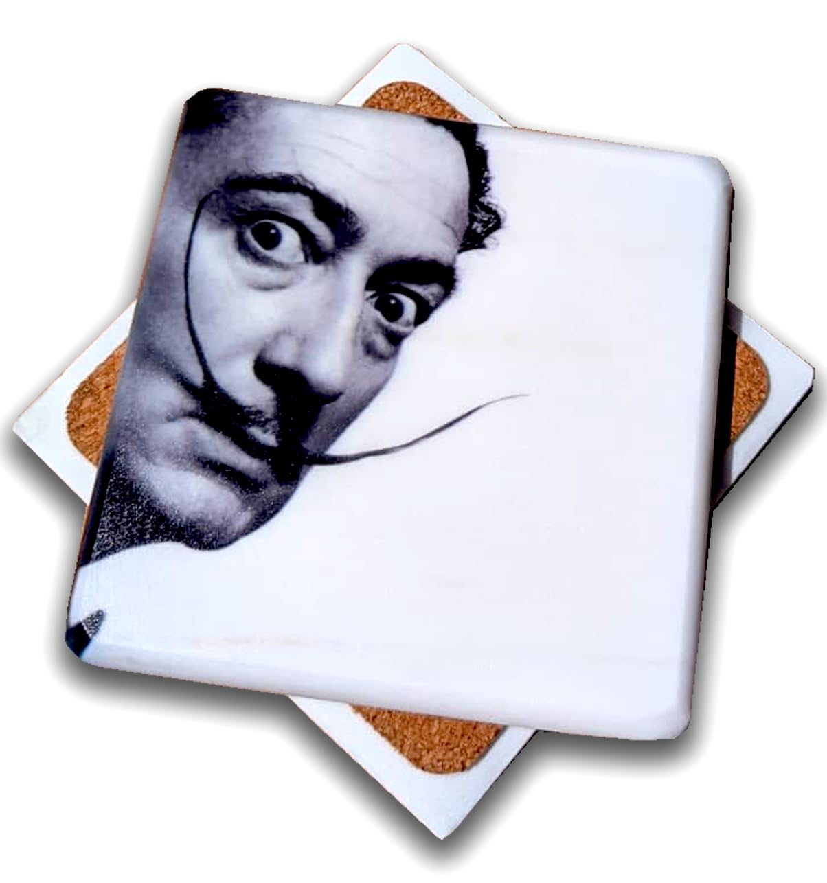 Salvador DalΓ Marble Coaster | Premium Art Coaster | 10 x 10 cm Marble Drink Coaster with Cork Backing | Surreal Art Gift | Home & Office Decor