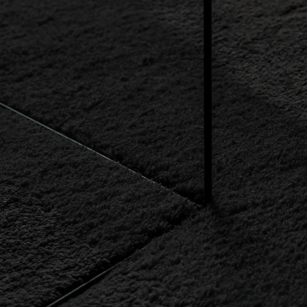 Teppich HUARTE 120x170 cm Kurzflor Schwarz, Weicher Wohnzimmerteppich, Strapazierfähiger Bodenteppich für Schlafzimmer und Flur, 18 mm Florhöhe, Wohndeko