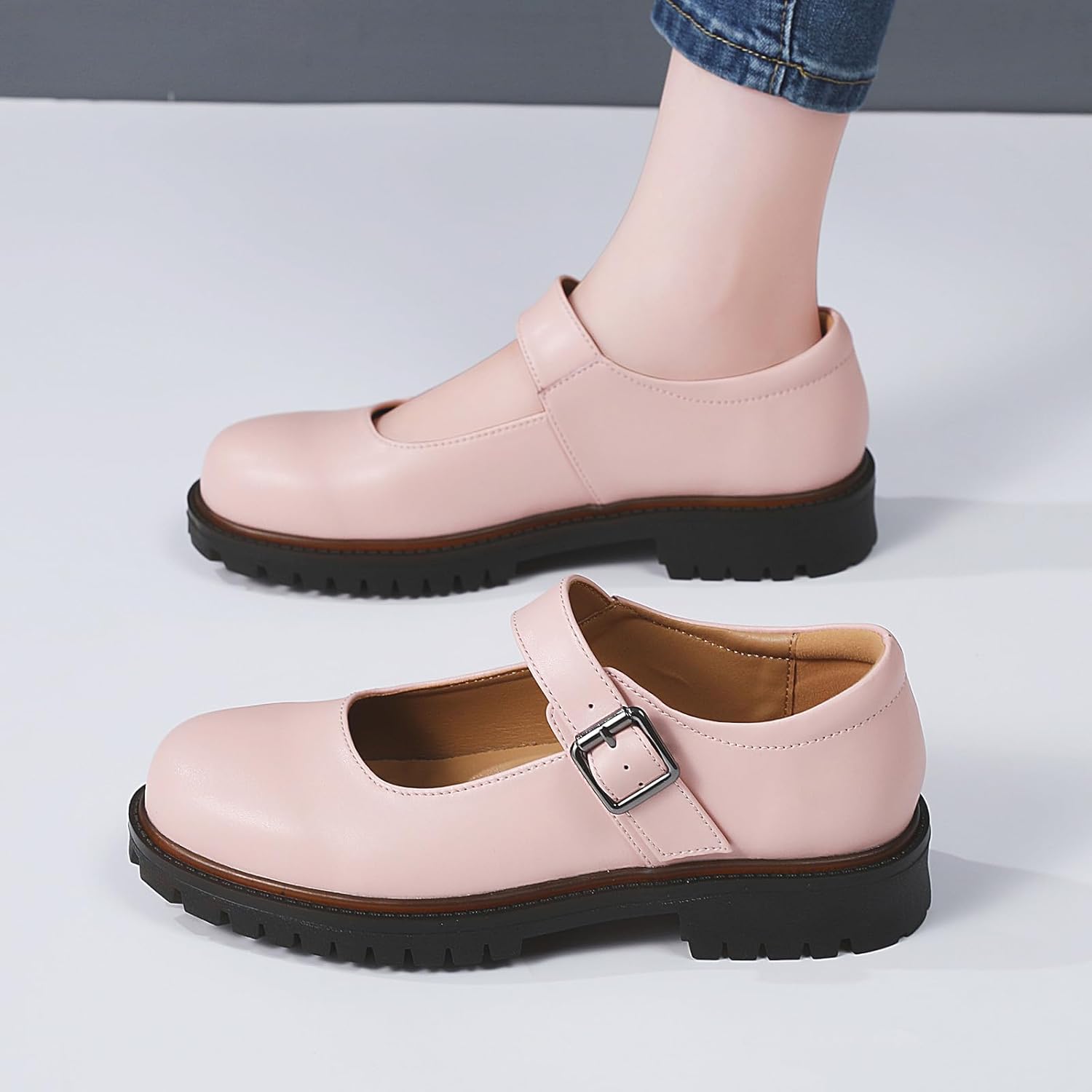 Women's Mary Jane Flats in Black Chunky Comfortable Non-Slip Sole Cute Dressy Design for Casual School or Work for Mary Jane Women Shoes - Image 8