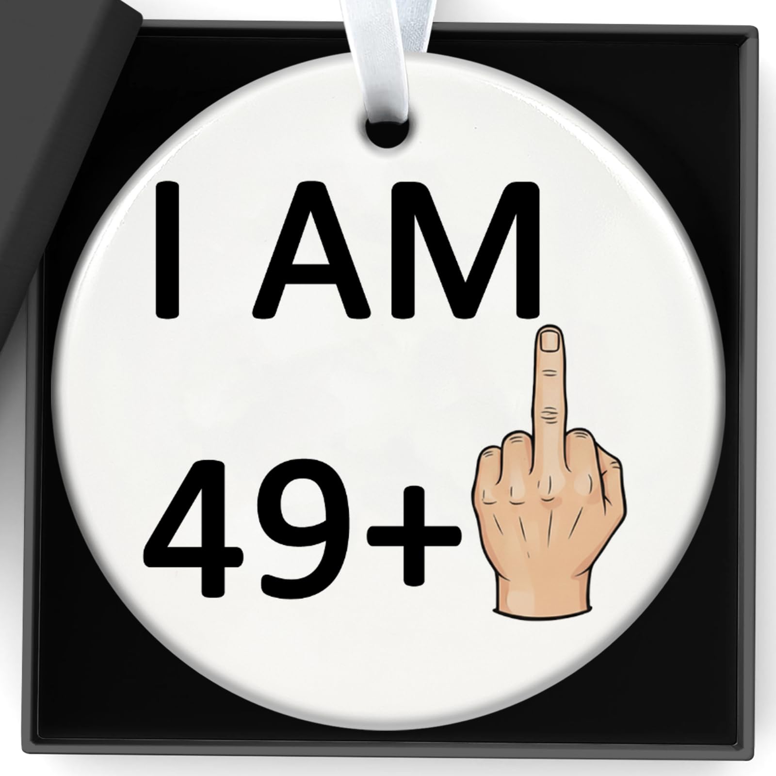 Qylazune Women's Funny 50Th Birthday Gifts For Middle Finger Gifts Personalised Hanging Ornaments With Gift For Ornament For Decorations Indoor And Outdoor For Men, Colleagues, Teacher Friends Signs Decor