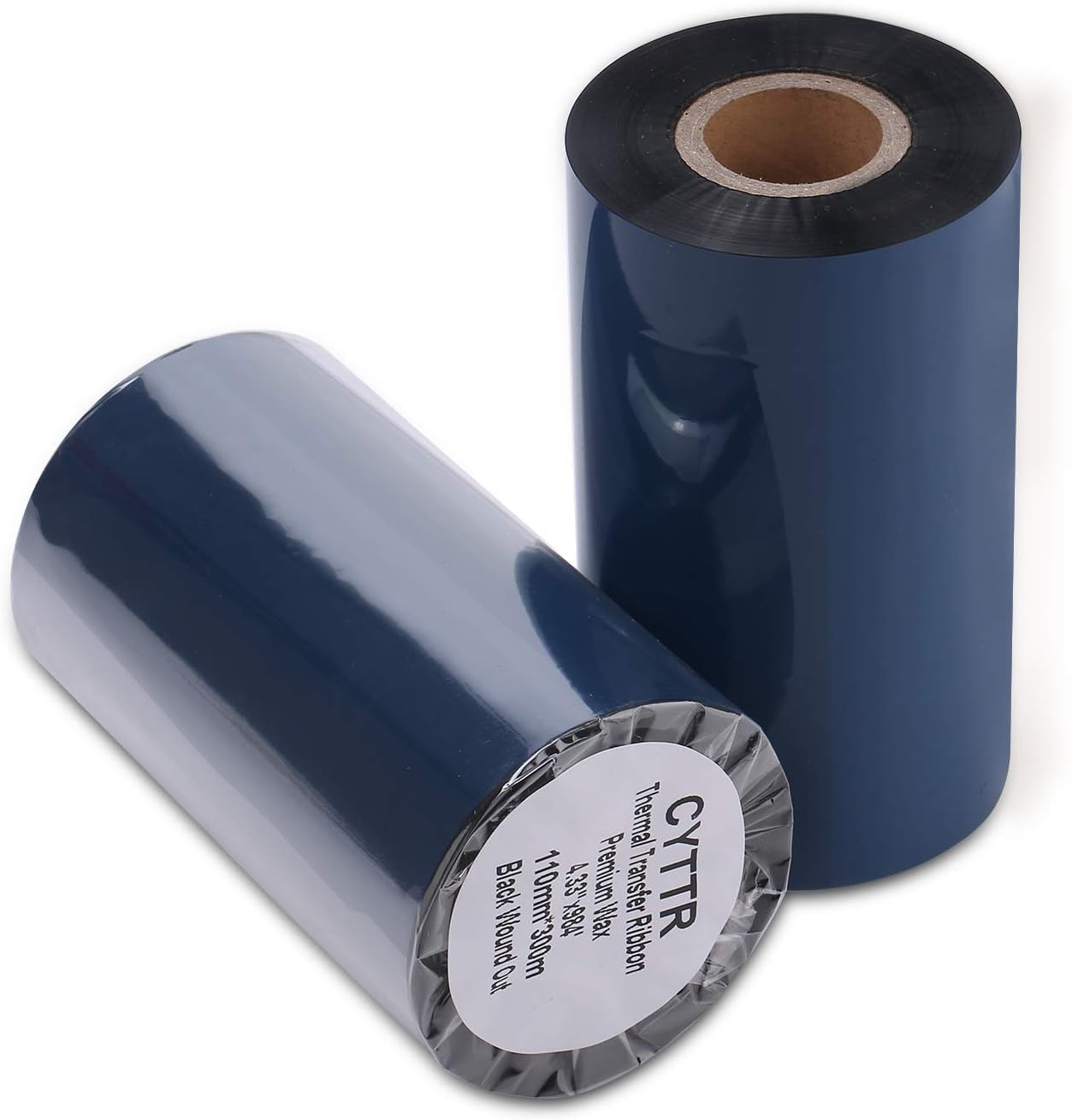 Thermal Transfer Ribbon - Premium Resin-Enhanced Wax - 4.33" x 984" (110mmx300mm) 1 Inch core Ink Outside Compatible for Zebra Datamax Sato TT Printers (1 Roll)