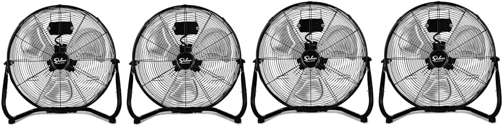 Simple Deluxe 12 Inch and 20 Inch 3-Speed High Velocity Heavy Duty Metal Industrial Floor Fans, Black