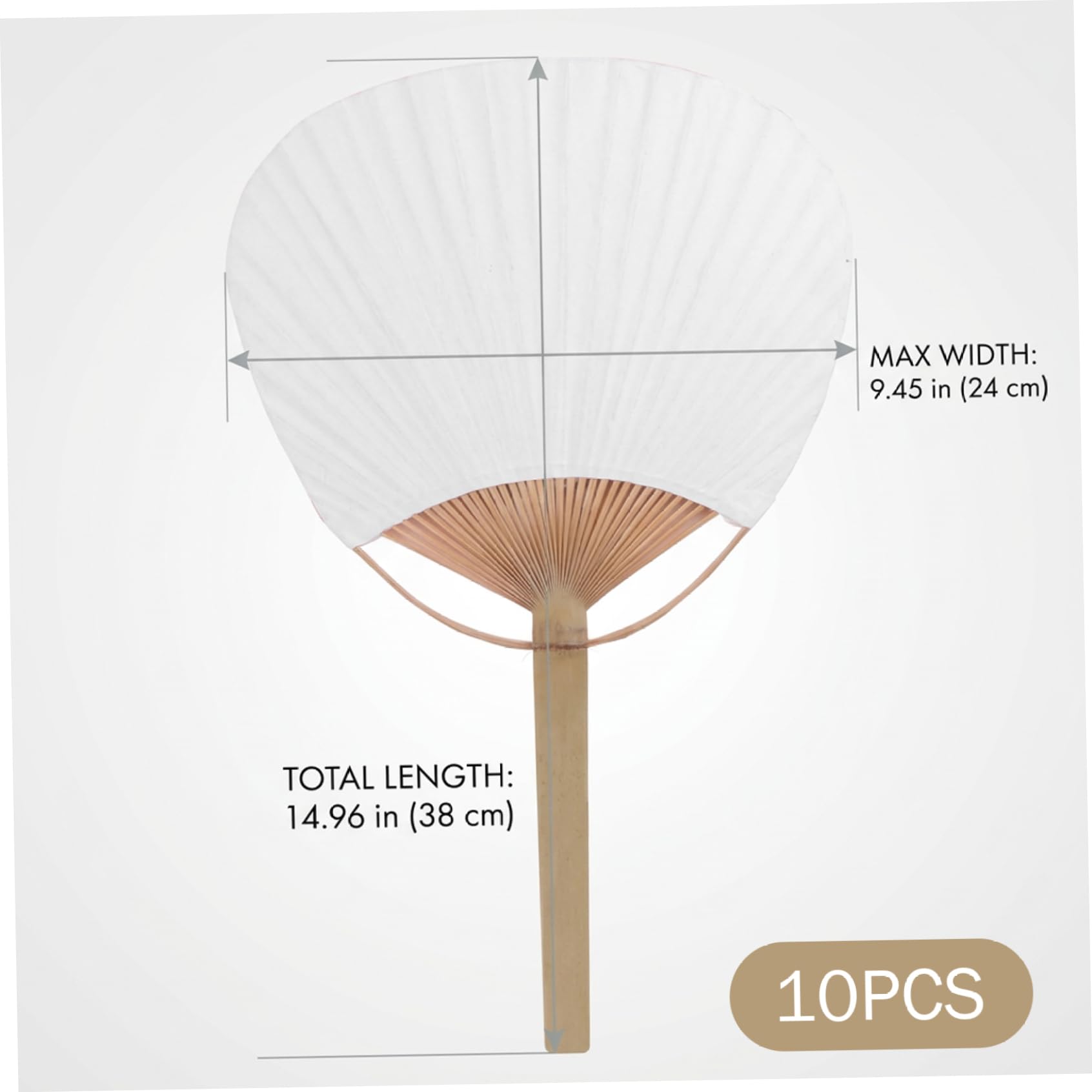 White Hand Fan - 10 Pack Elegant Paper Fan with Bamboo Handle Perfect for Wedding Favors Party Decorations and Cooling