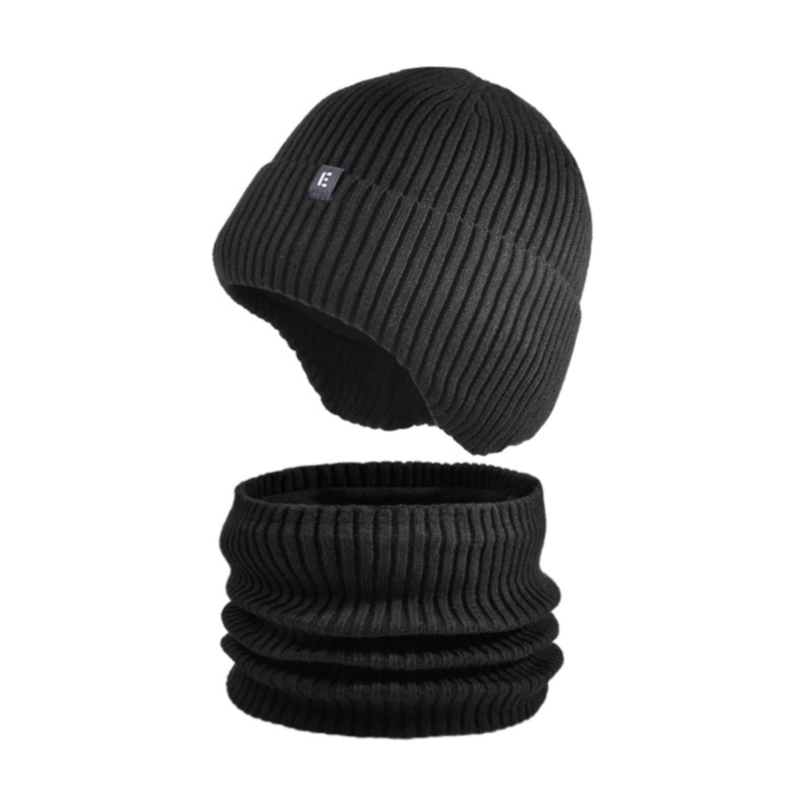 Ensemble Bonnet D'hiver Unisexe Chaud Tricoté Et écharpe Circulaire Doublure Polaire Pour Temps Froid écharpe Chapeau De Ski Cache-cou Thermique Pour Femme Homme Chapeau Gants écharpe Ensemble Femme