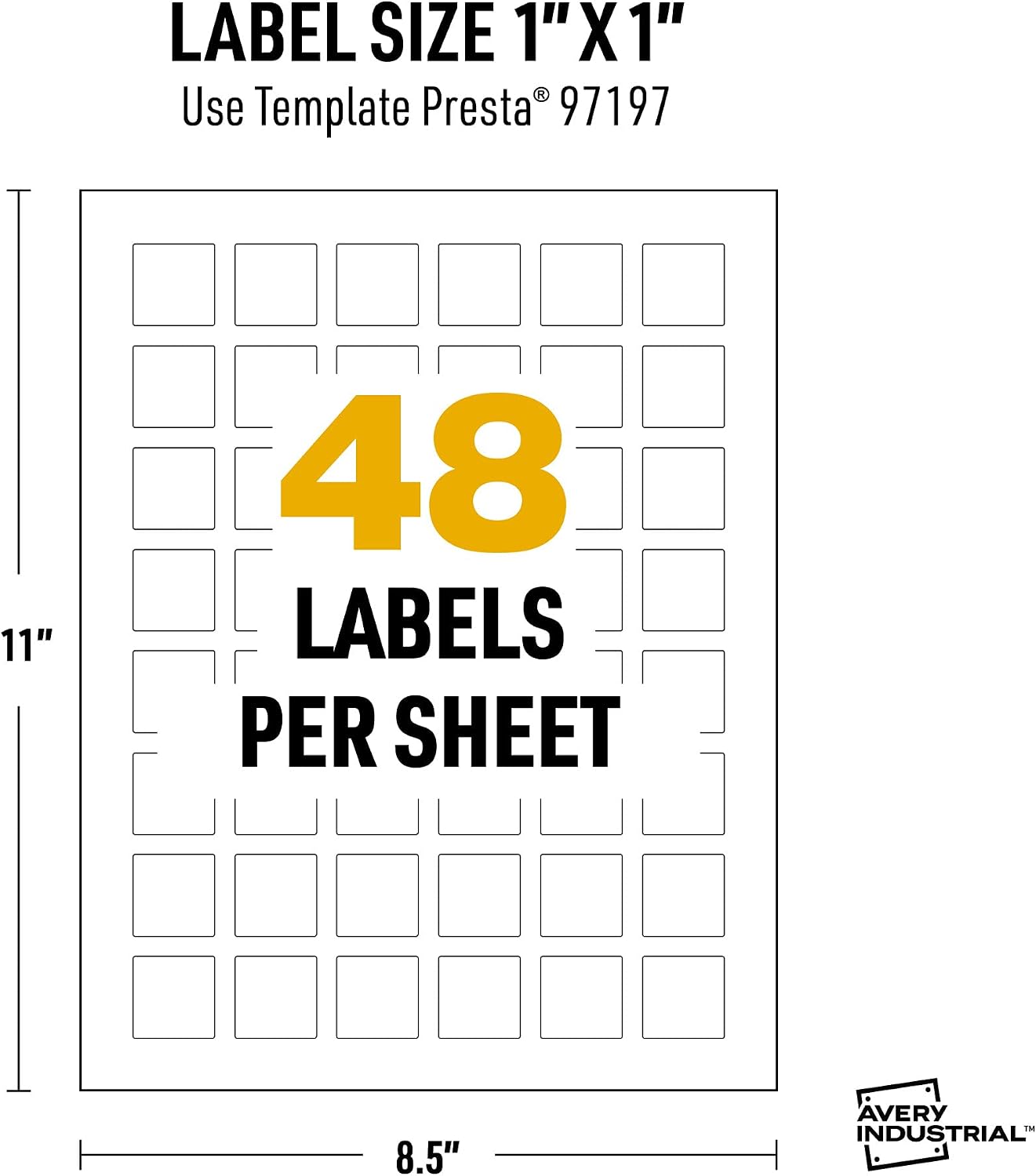 Avery UltraDuty GHS Labels, Waterproof, 1 X 1" White Square Labels , 2400 Total, Use with Laser Printers