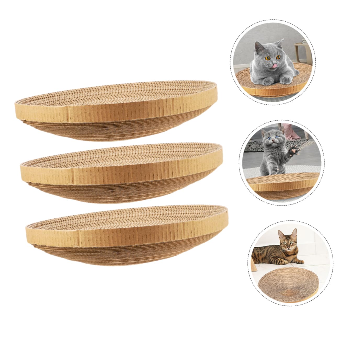 Ersatz Kratzbretter für Katzen 3 Stück Packung aus Papier Rund