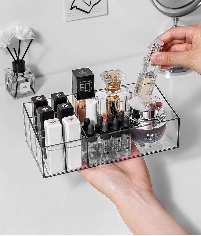 Miniatura 3 de Organizador de maquillaje acrílico transparente  Soporte compacto para lápiz labial, perfumes, sombra de ojos y cosméticos