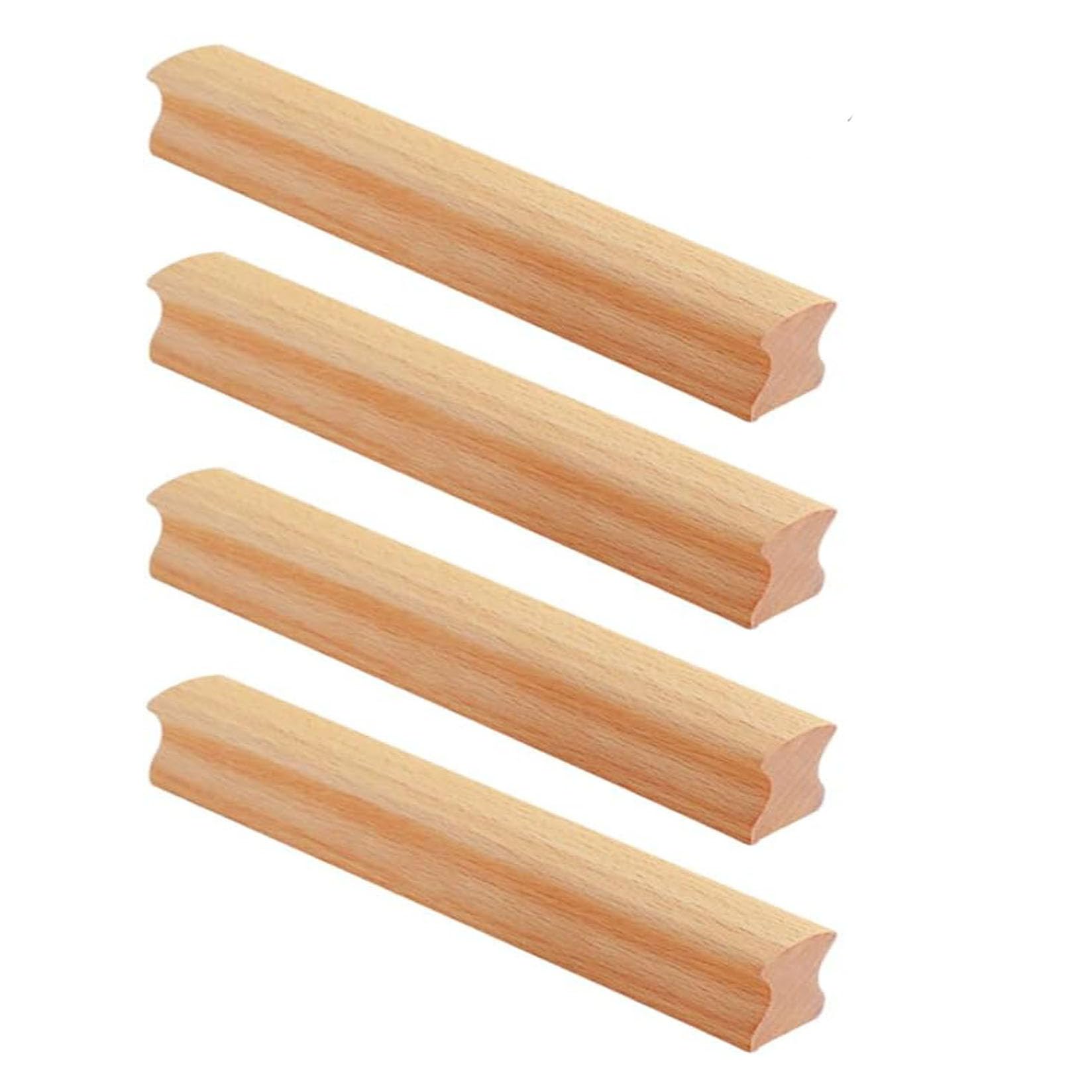 4 Pièces Poignée Meuble Bois Poignées de Placard en Bois Massif Cuisine et Tiroir