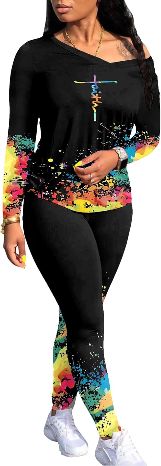 PINSV Women's Tracksuits 2 Piece Outfits Sweatsuits Long Sleeve Top Jogger Legging Pants Sets - Image 2