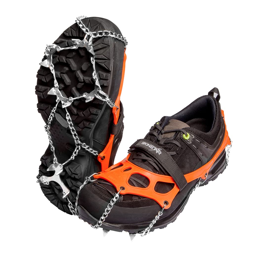 SkinStar Ice PRO Grödel Steigeisen Eisspikes,Schuhkrallen Spikes - Schuh-Ketten zum Wandern - Grödeln Eisspikes